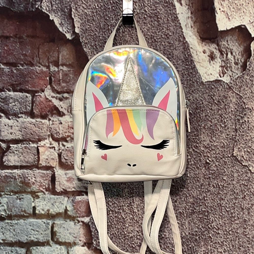OMG Unicorn White Glitter Mini Backpack